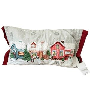 1 MOD Lifestyles Gnome Snowy Village Embroidery Beads Christmas Pillow Cover